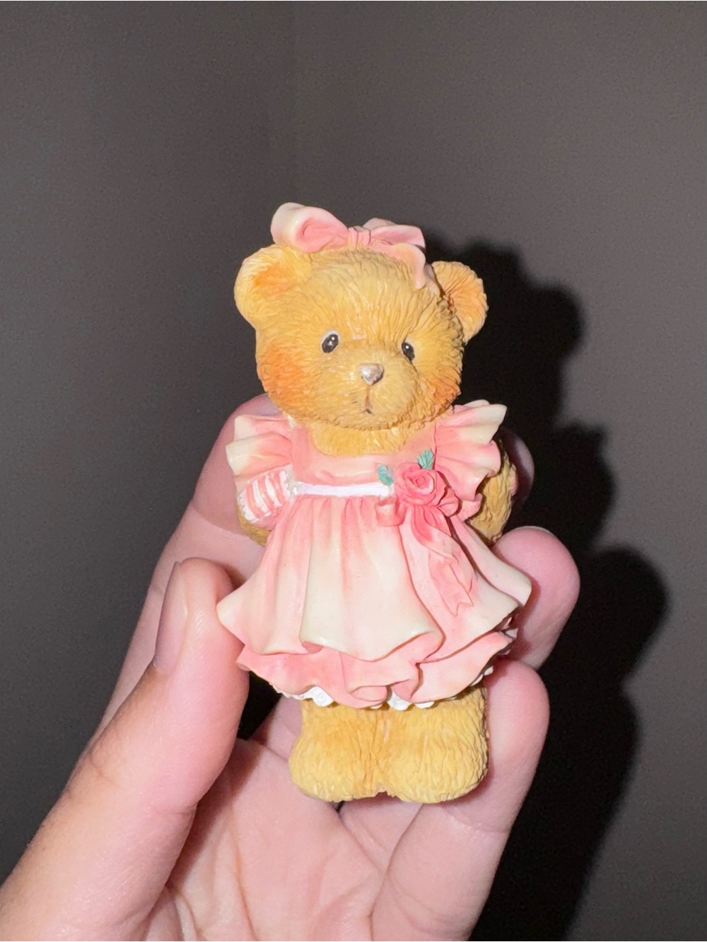 Cherished Teddies Child of Love Bear Figurine Pink Dress/Bow Love 1993 624845